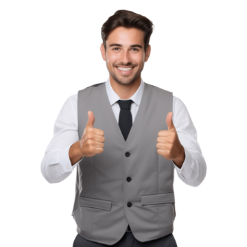 Đội ngũ kỹ sư & chuyên gia 1 Pngtree Man Give Double Thumbs Up Wearing A Gray Office Vest Png Image 11604935